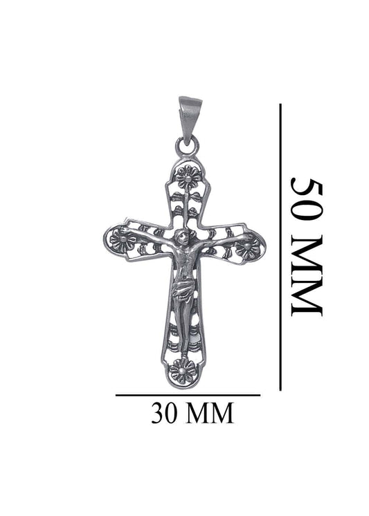 Designer holiest Cross with Jesus Christ Pendant in 925 Silver