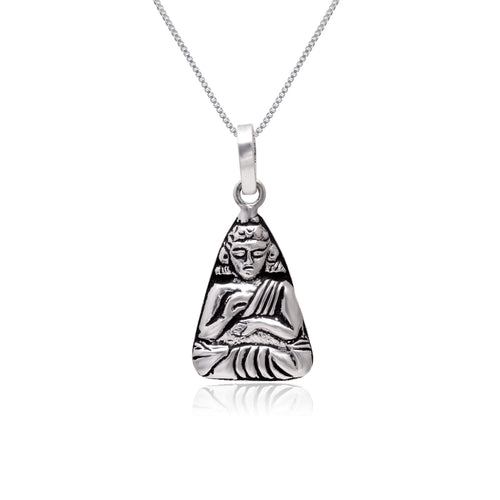 92.5 Sterling Silver Gautam Buddha Unisex Pendant with Chain - Default Title - Abhooshan