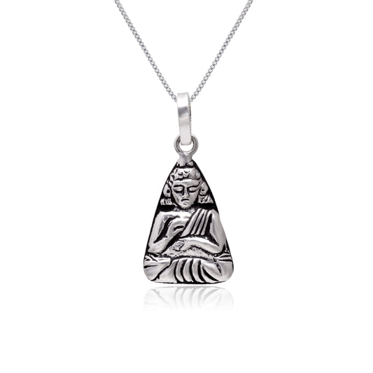 92.5 Sterling Silver Gautam Buddha Unisex Pendant with Chain