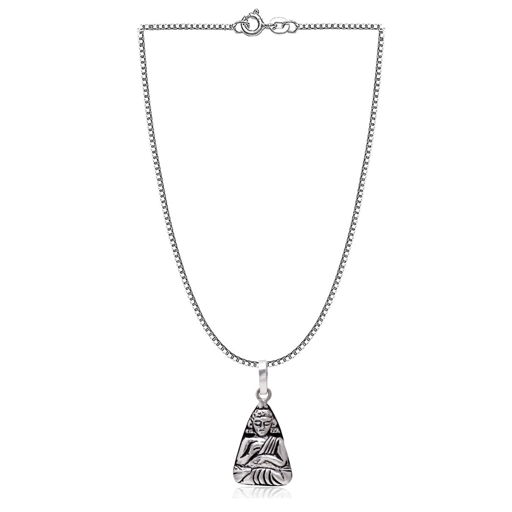 92.5 Sterling Silver Gautam Buddha Unisex Pendant with Chain