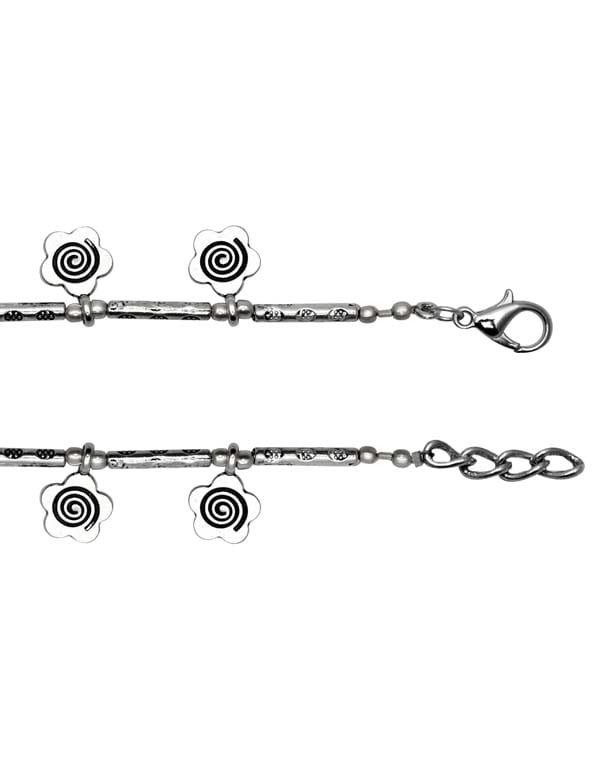 Floral Single Anklet in Silver Alloy