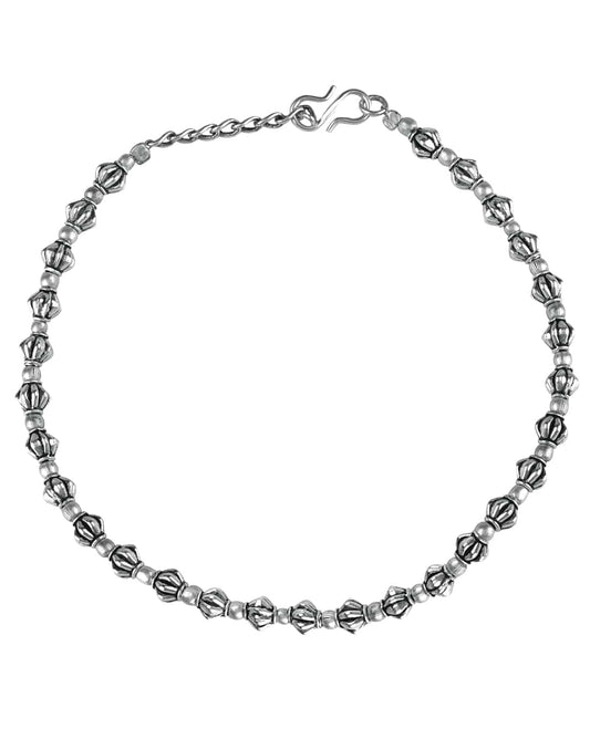 Tribal Single Anklet in Silver Alloy