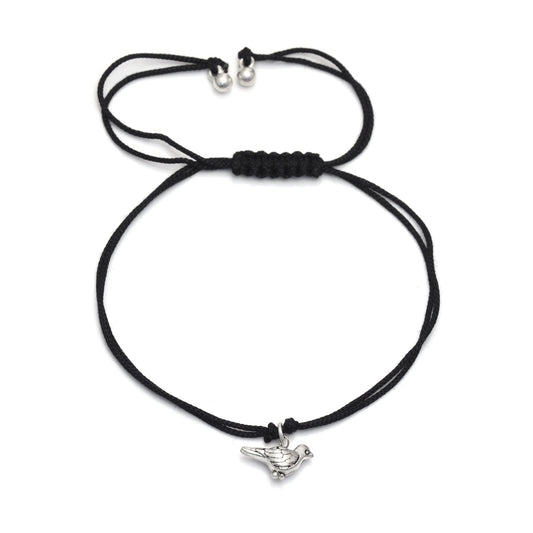 Cute Bird Anklet with Adjustable Black Thread