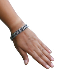 Handmade Two line Bracelet in Silver Alloy for Women