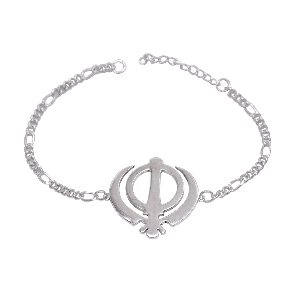 Handmade Combo of Holy Sikh Ek Onkar And Khanda Silver Alloy Bracelet
