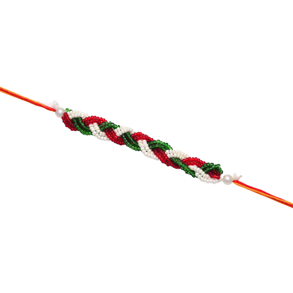 Handmade Colorful Beaded Silver Alloy Unisex Rakhi