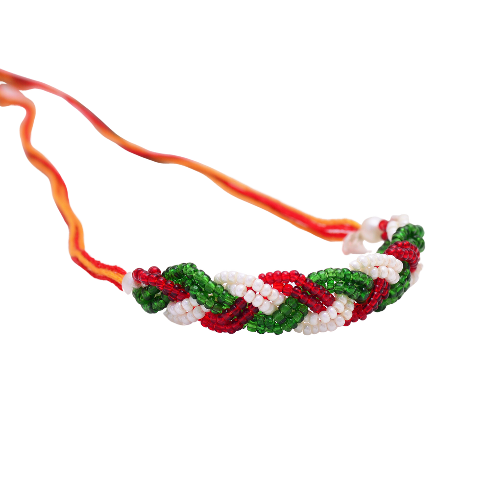 Handmade Colorful Beaded Silver Alloy Unisex Rakhi