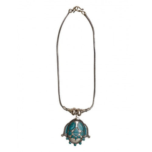 Turquoise Stone Tribal Look Necklace - Default Title - Abhooshan