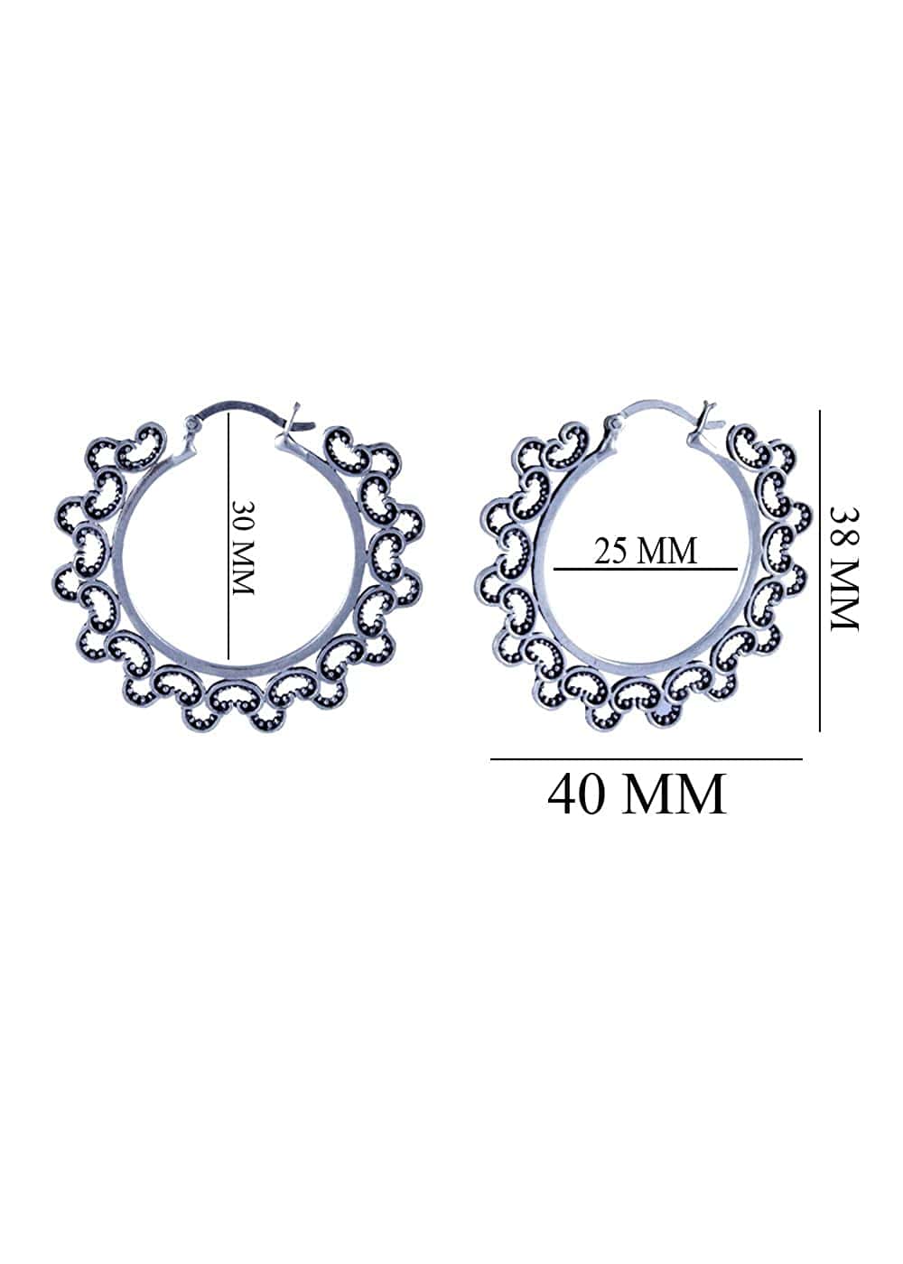 Pure 92.5 Sterling Silver Designer Hoops Earrings