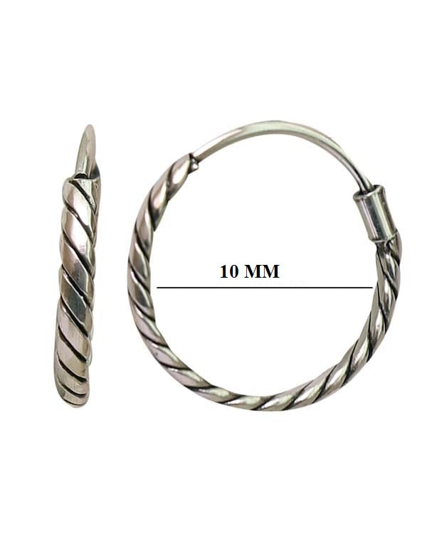 Pure 92.5 Sterling Silver Oxidized Hoops Earrings