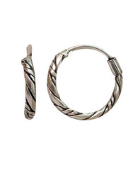 Pure 92.5 Sterling Silver Oxidized Hoops Earrings