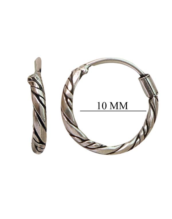 Pure 92.5 Sterling Silver Oxidized Hoops Earrings