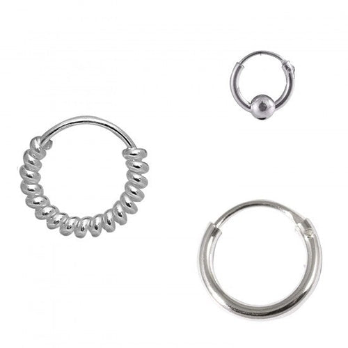 Combo of 92.5 Sterling Silver 6 MM Nose Ring for Women and Girls - Default Title - Abhooshan