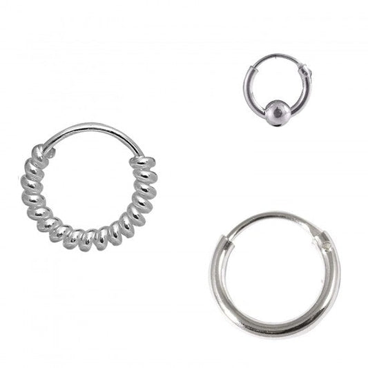 Combo of 92.5 Sterling Silver 6 MM Nose Ring for Women and Girls