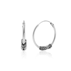 Trendy Pure 92.5 Sterling Silver Oxidised Hoops Balis