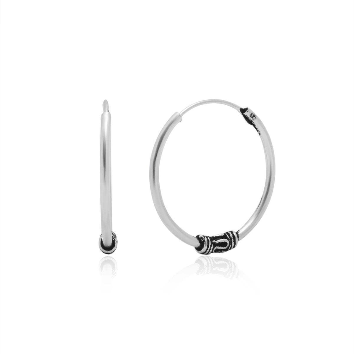 Good Looking Pure 92.5 Sterling Silver Oxidised Hoops Balis