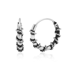 Pure 92.5 Sterling Silver Hoop Earrings Oxidized