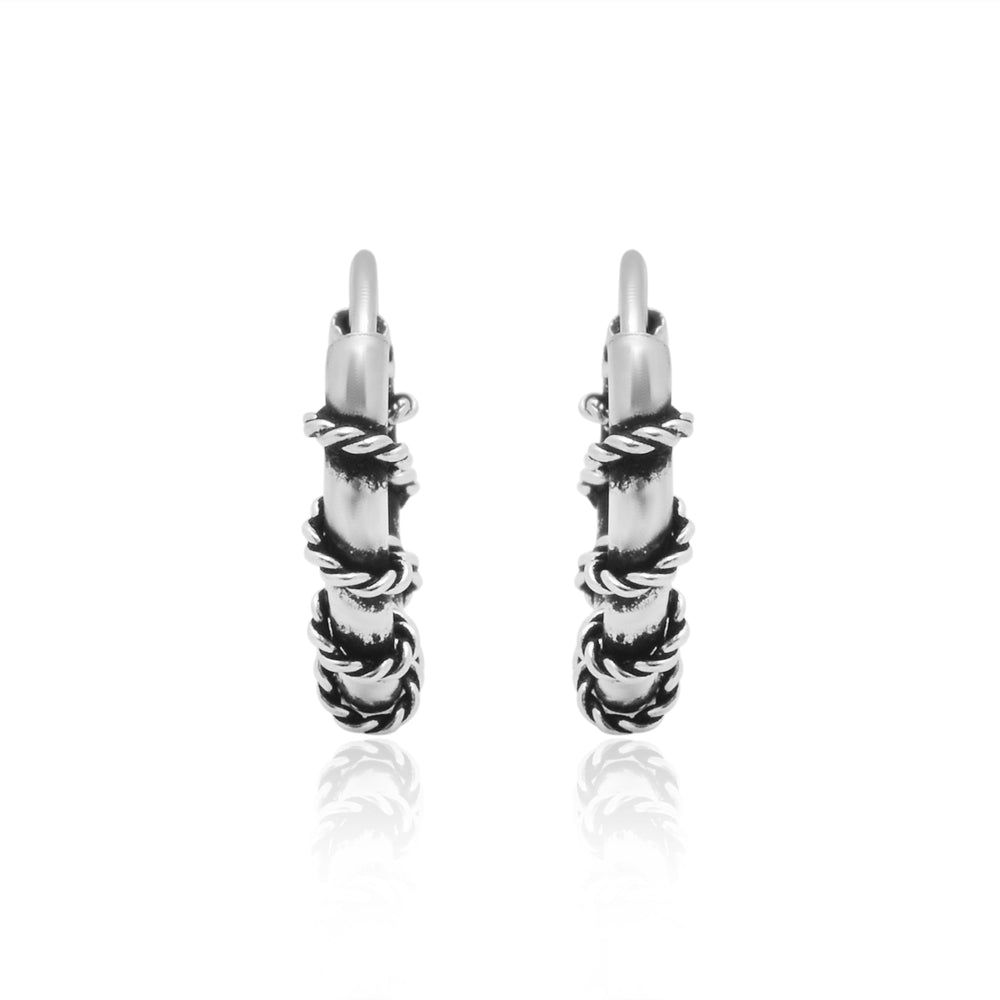 Pure 92.5 Sterling Silver Hoop Earrings Oxidized