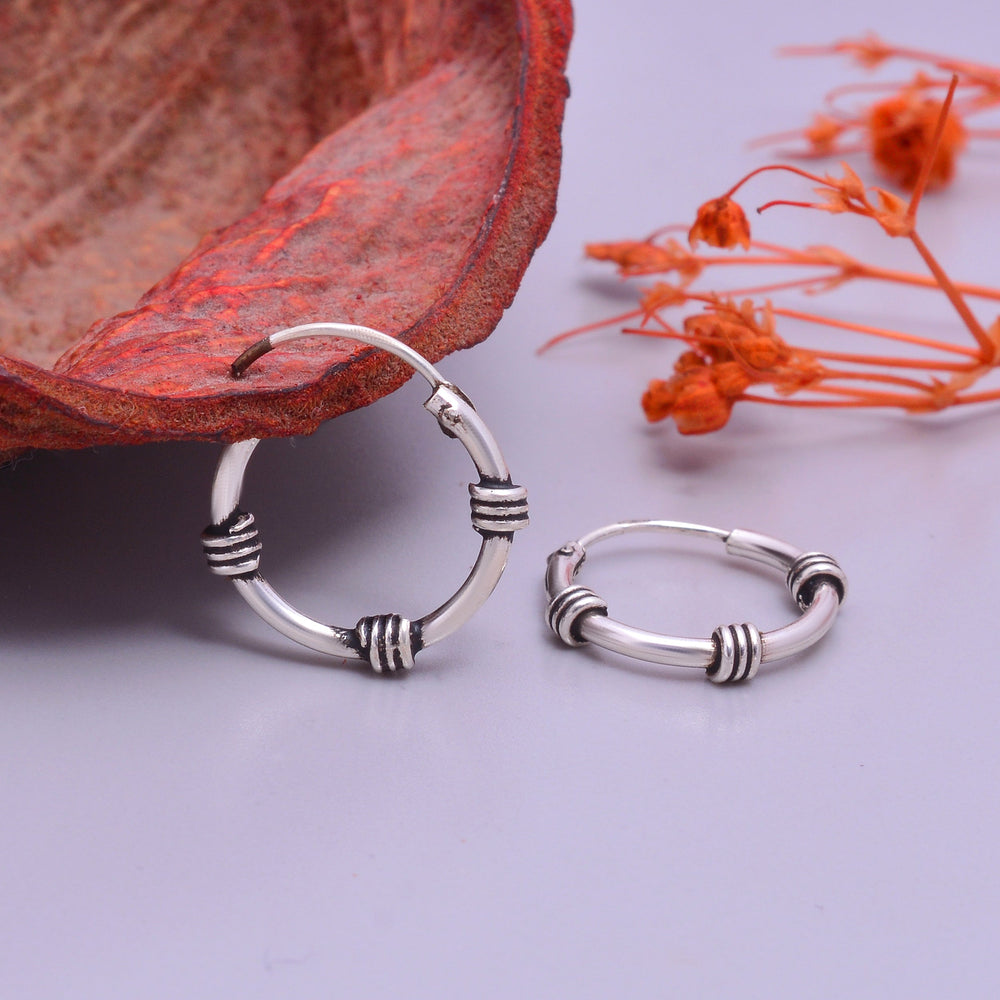 Pure 92.5 Sterling Silver Oxidized Hoops Earrings