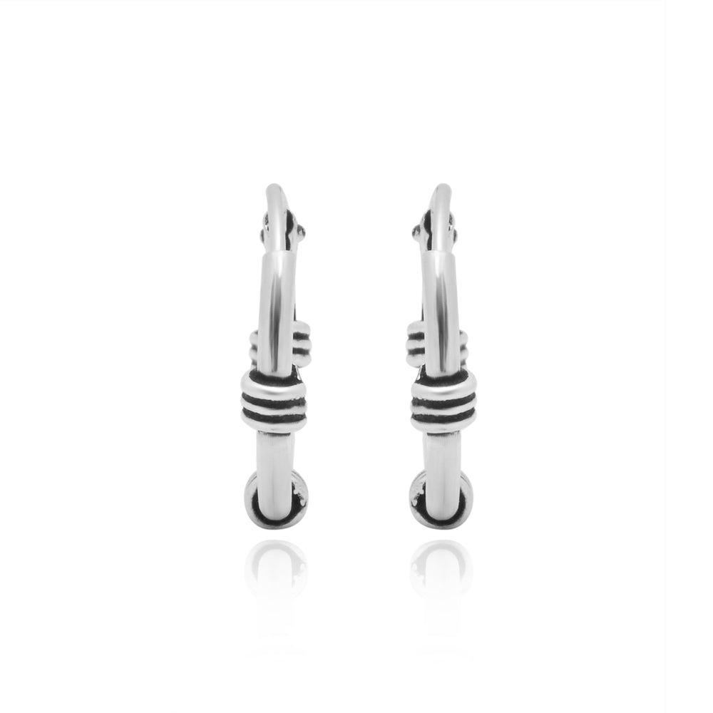 Pure 92.5 Sterling Silver Oxidized Hoops Earrings