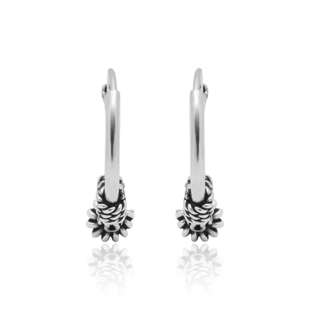 Pure 92.5 Sterling Silver Oxidized Hoops Earrings