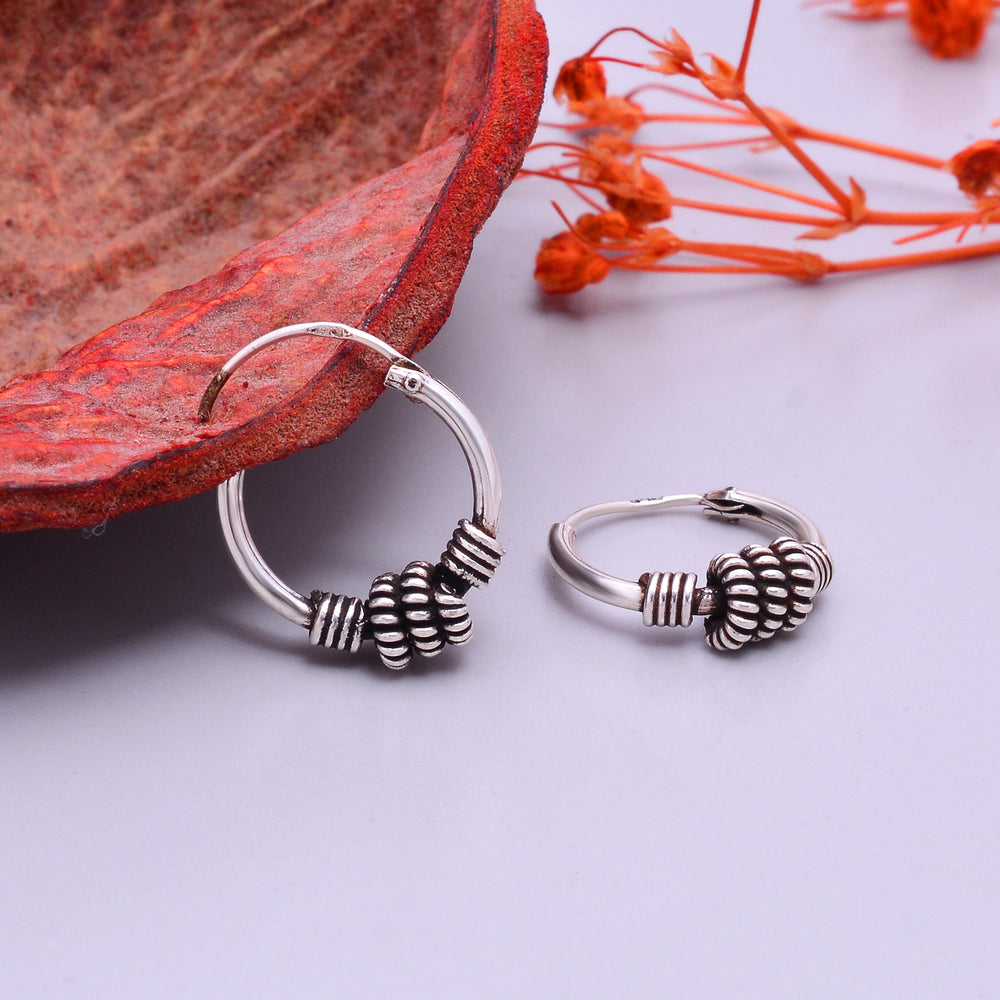 Pure 92.5 Sterling Silver Oxidized Hoops Earrings