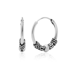 Pure 92.5 Sterling Silver Oxidized Hoops Earrings