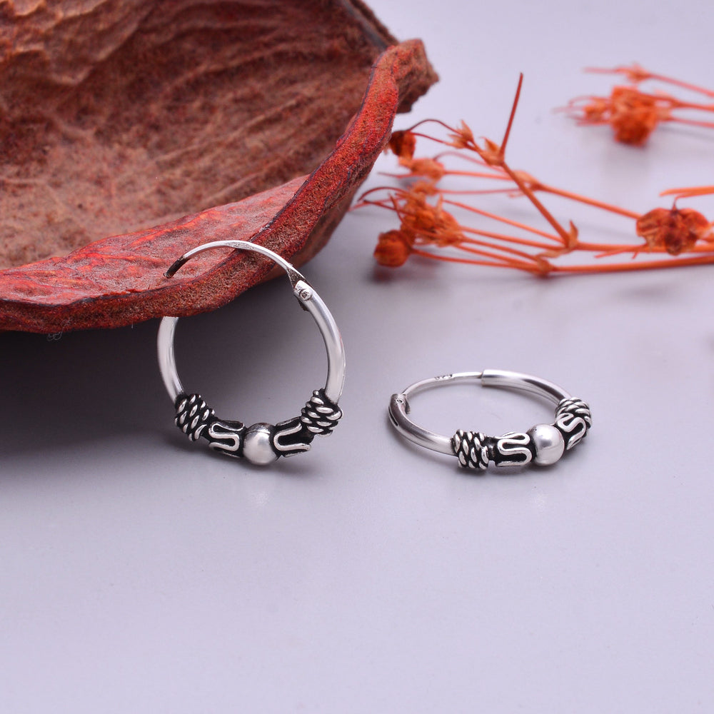Pure 92.5 Sterling Silver Oxidized Hoops Earrings