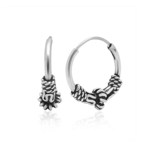 Pure 92.5 Sterling Silver Oxidized Hoops Earrings - Default Title - Abhooshan