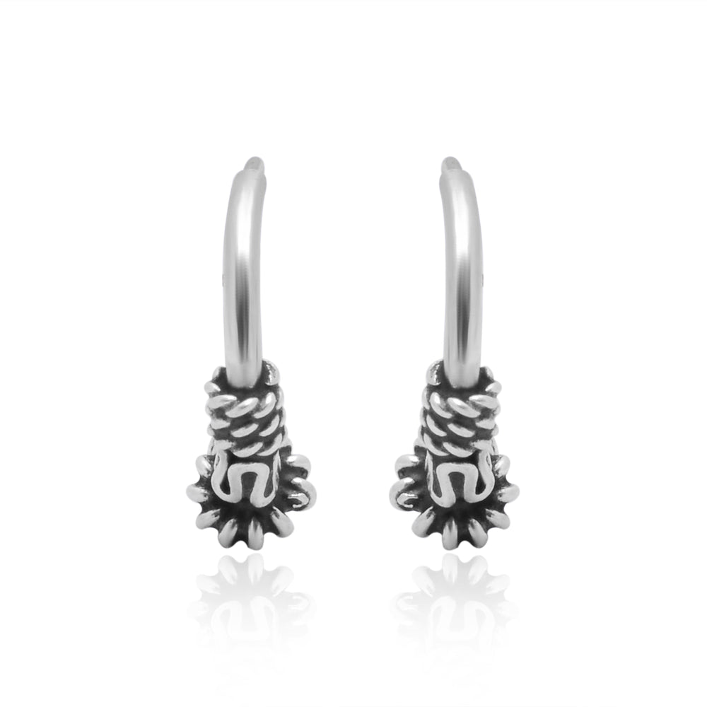 Pure 92.5 Sterling Silver Oxidized Hoops Earrings