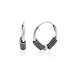 Pure 92.5 Sterling Silver Oxidized Hoops Earrings