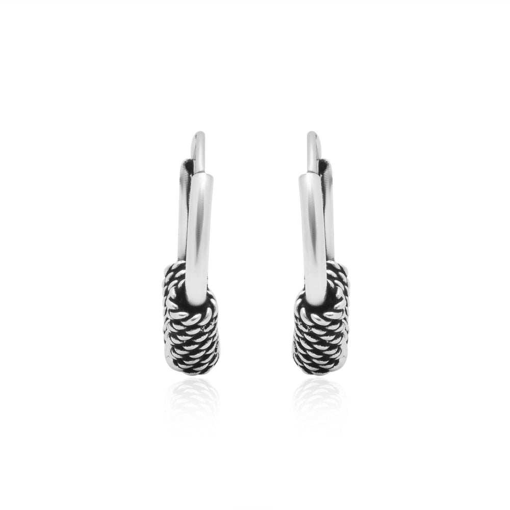 Pure 92.5 Sterling Silver Oxidized Hoops Earrings