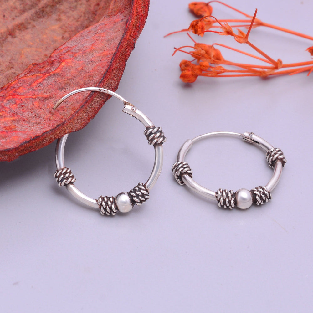 Pure 92.5 Sterling Silver Oxidized Hoops Earrings