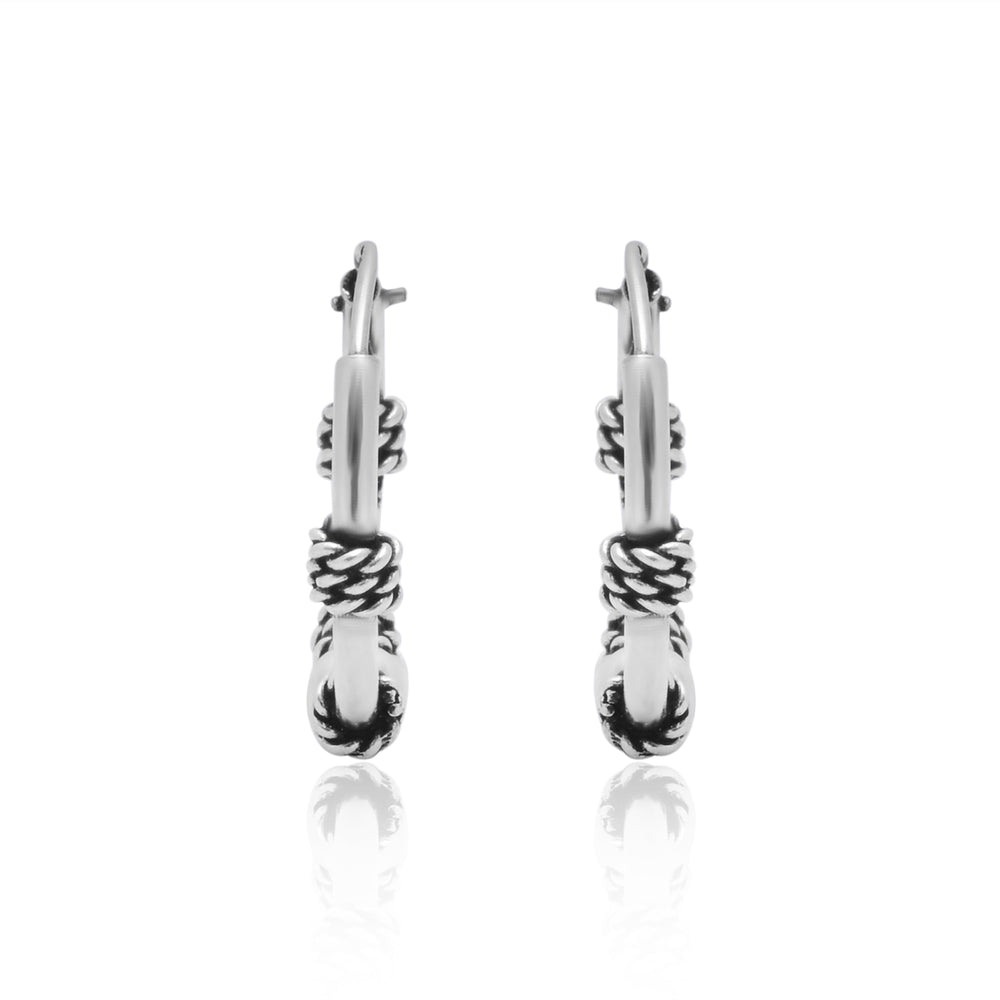 Pure 92.5 Sterling Silver Oxidized Hoops Earrings