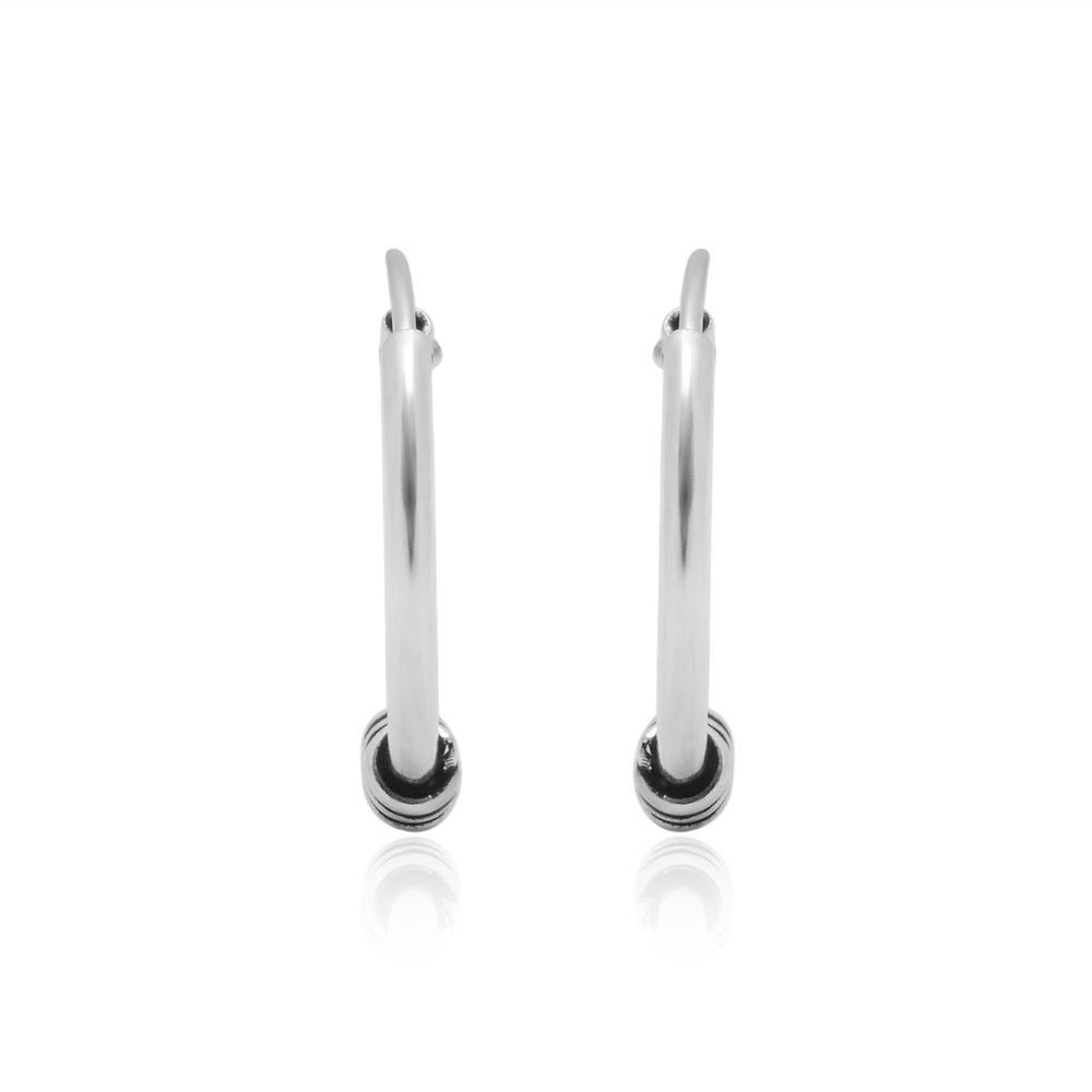 Pure 92.5 Sterling Silver Oxidized Hoops Earrings