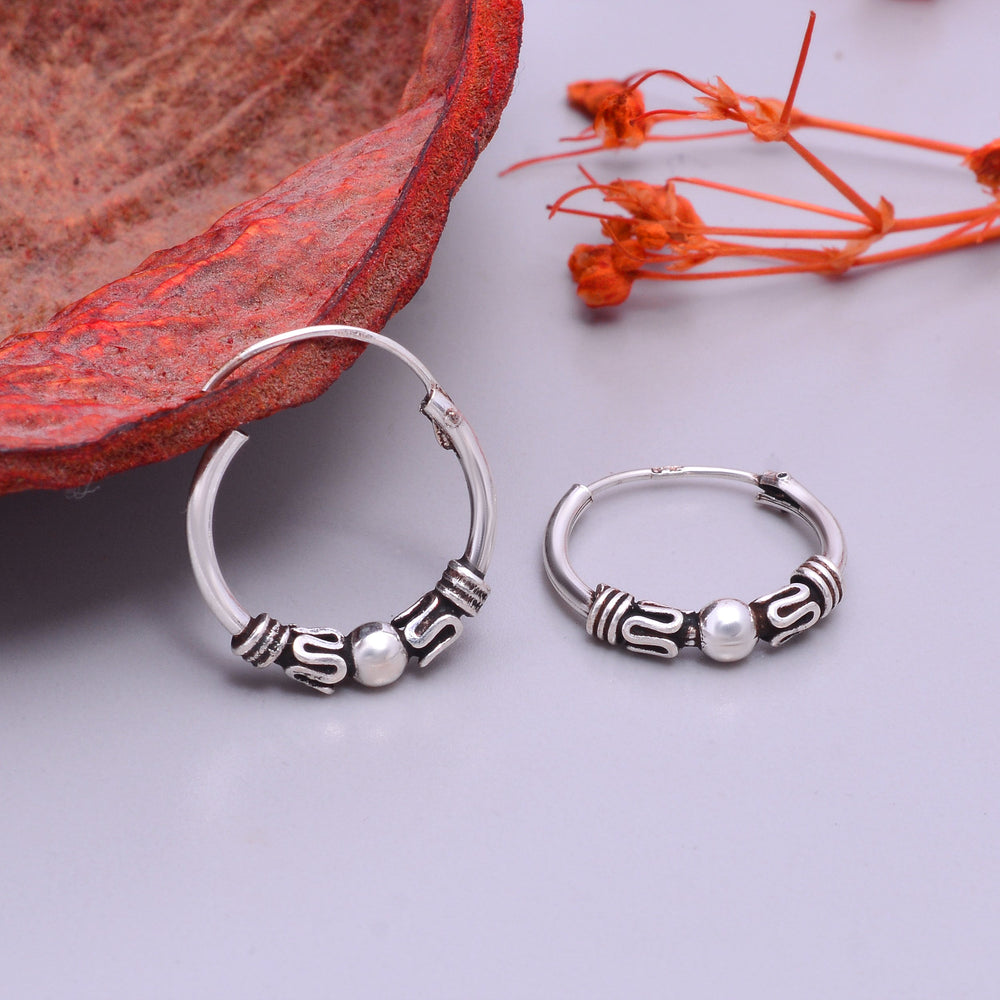 Pure 92.5 Sterling Silver Oxidized Hoops Earrings