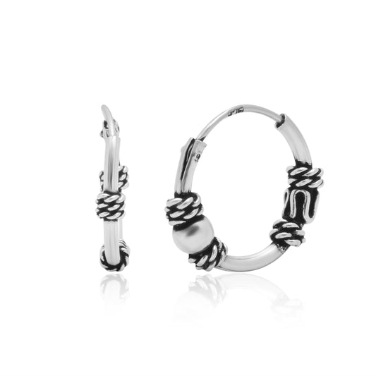 Pure 92.5 Sterling Silver Oxidized Hoops Earrings