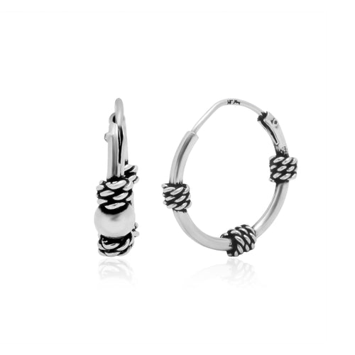 Pure 92.5 Sterling Silver Oxidized Hoops Earrings - Default Title - Abhooshan