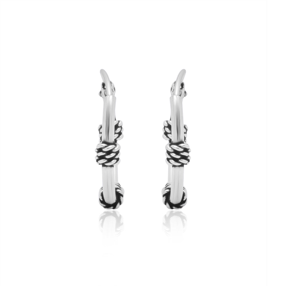 Pure 92.5 Sterling Silver Oxidized Hoops Earrings