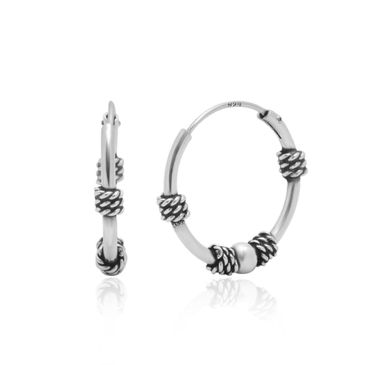 Pure 92.5 Sterling Silver Oxidized Hoops Earrings