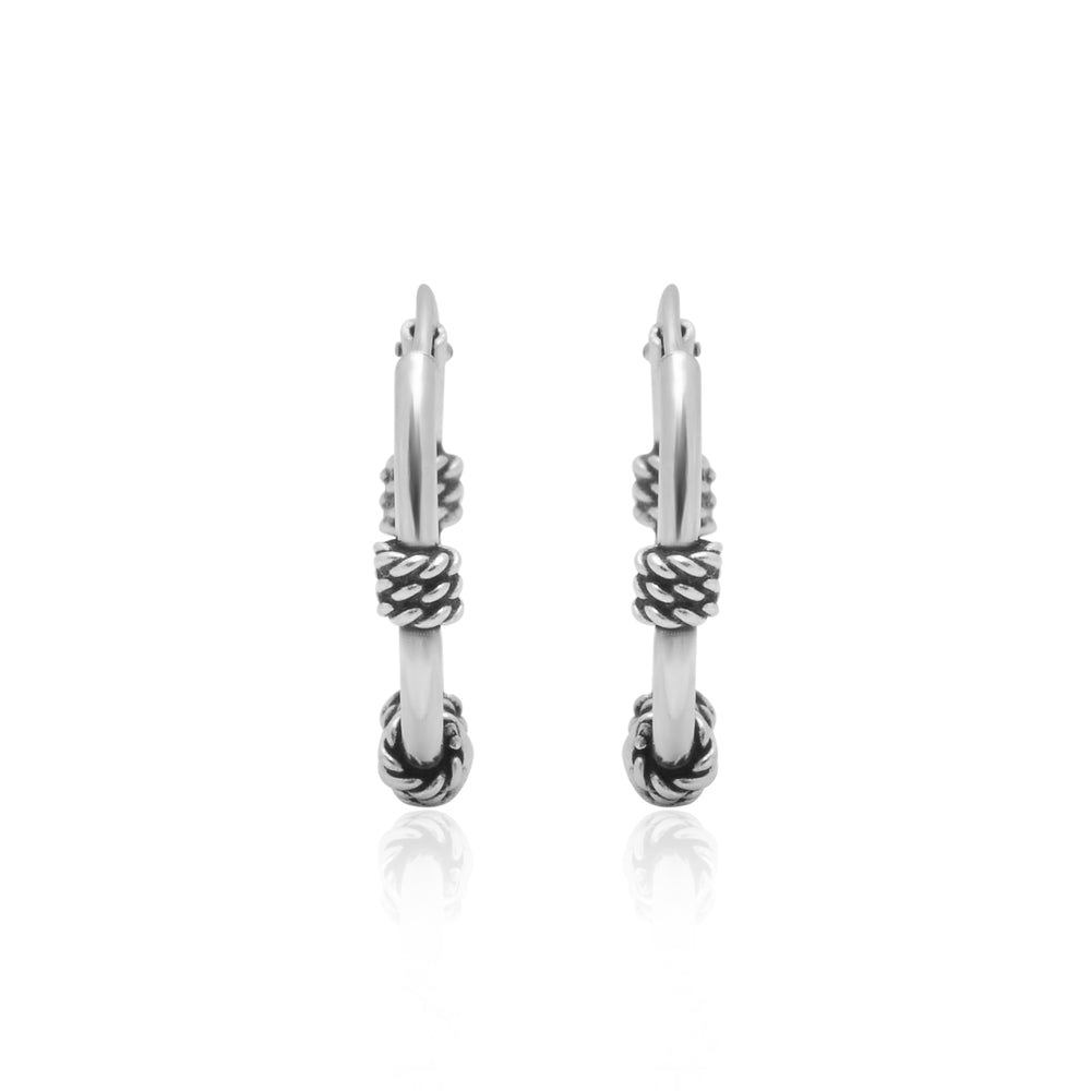 Pure 92.5 Sterling Silver Oxidized Hoops Earrings