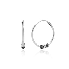 Pure 92.5 Sterling Silver Oxidised Hoops Earrings