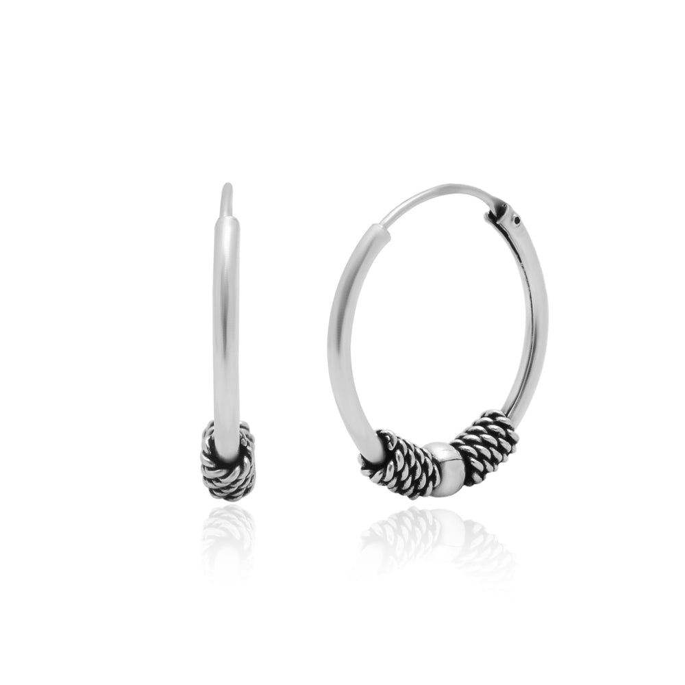 Pure 92.5 Sterling Silver Oxidized Hoops Earrings