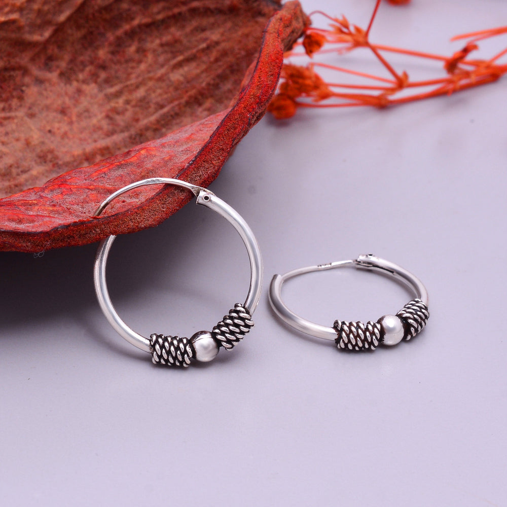 Pure 92.5 Sterling Silver Oxidized Hoops Earrings