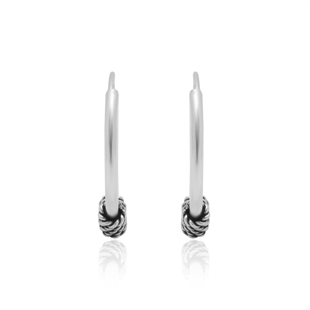 Pure 92.5 Sterling Silver Oxidized Hoops Earrings