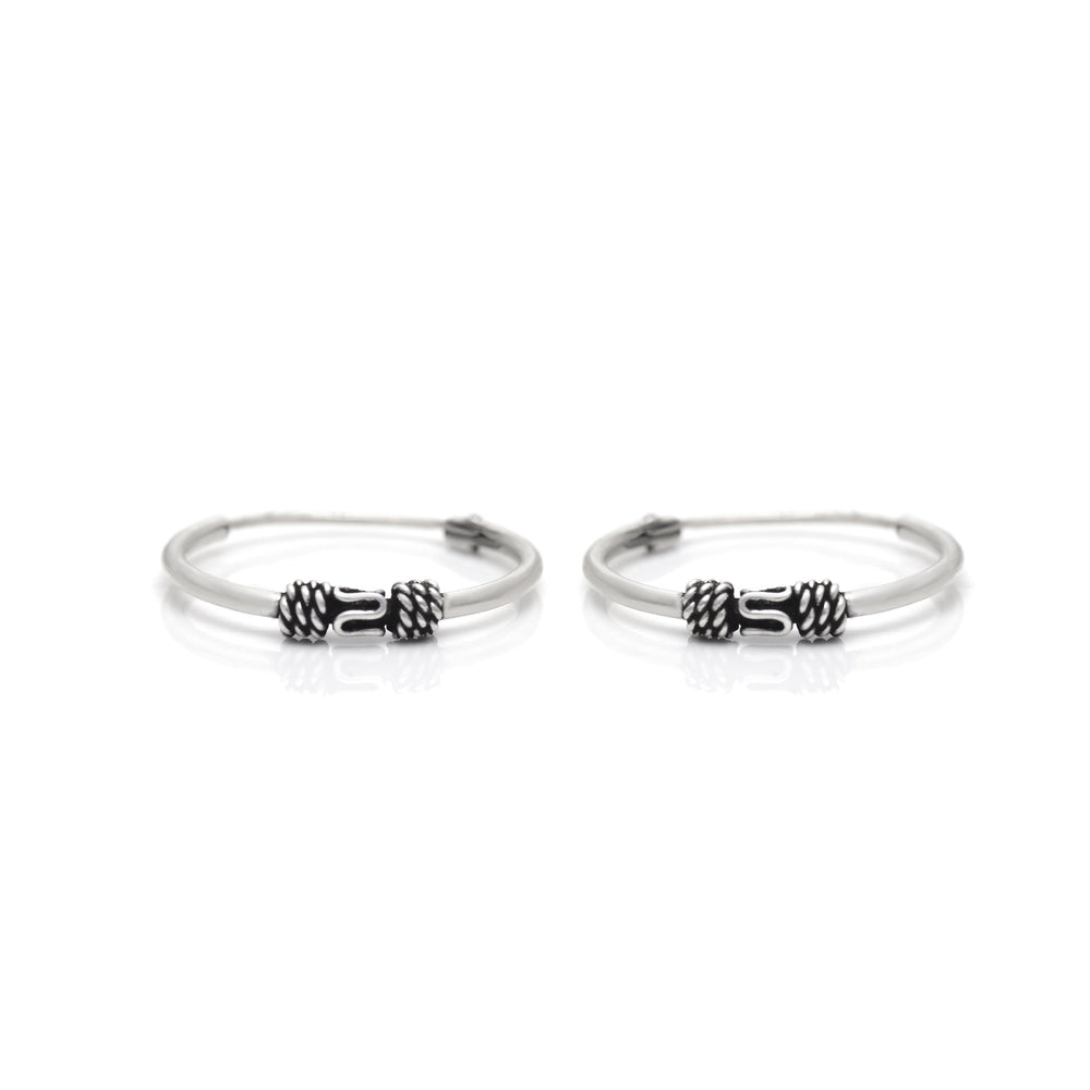 Pure 92.5 Sterling Silver Oxidised Hoops Earrings