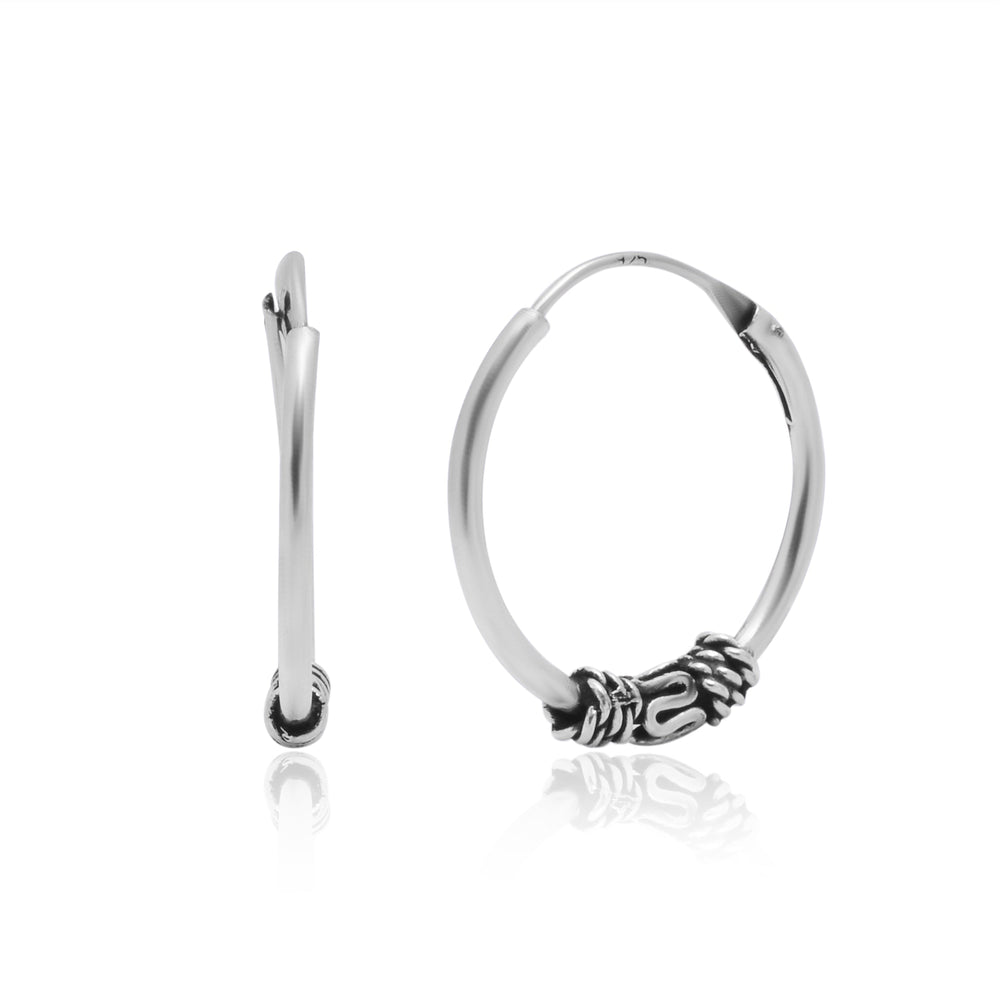 Pure 92.5 Sterling Silver Oxidised Hoops Earrings