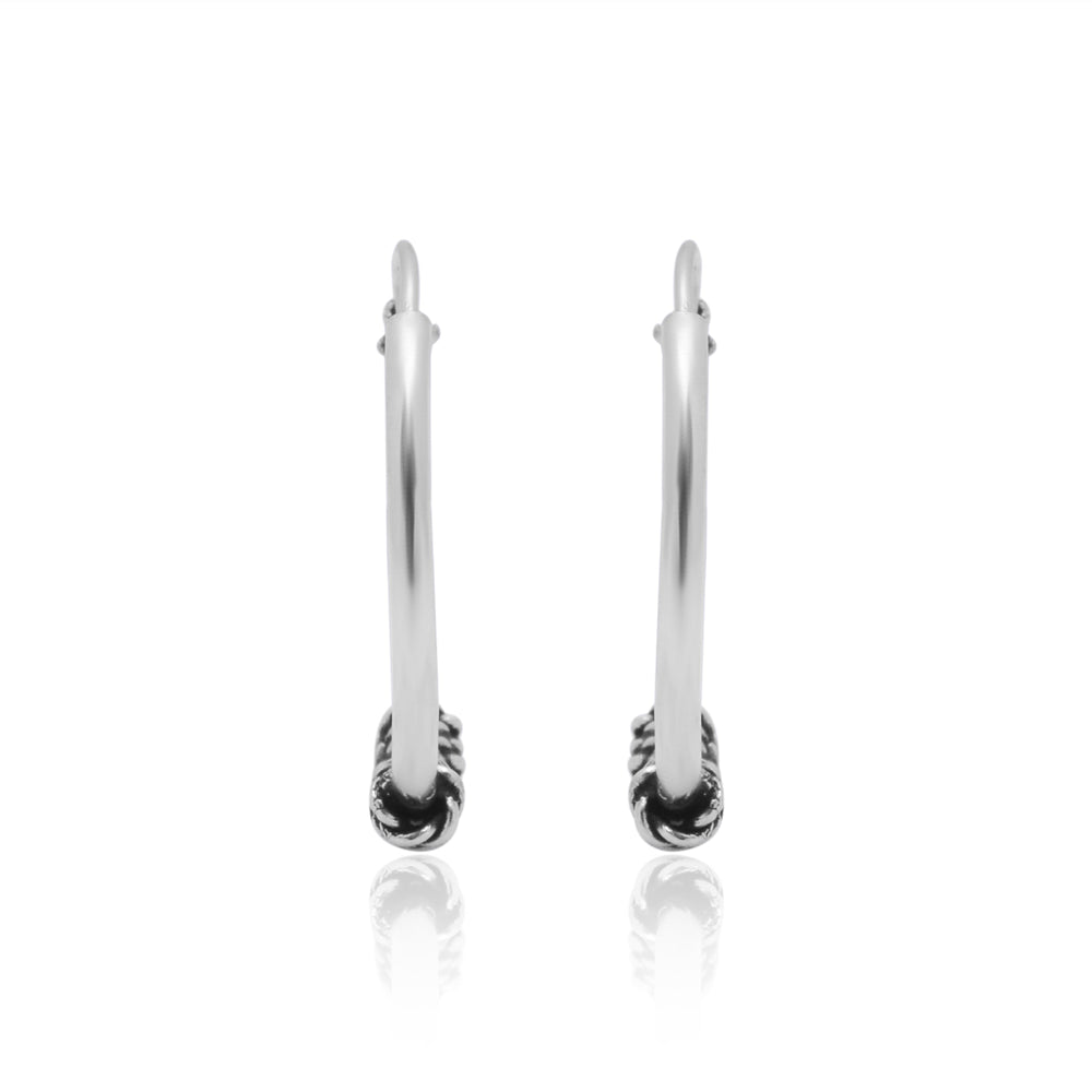 Pure 92.5 Sterling Silver Oxidised Hoops Earrings