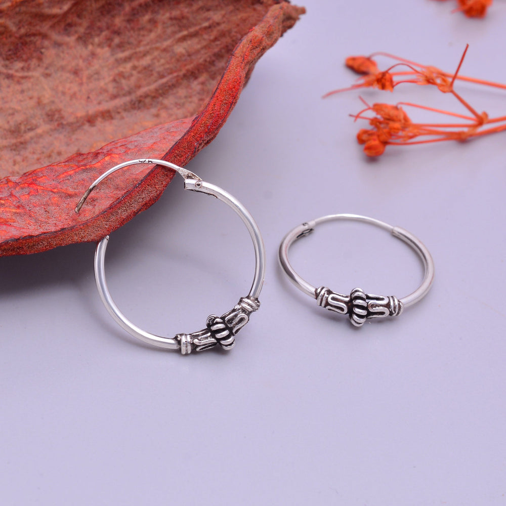 Pure 92.5 Sterling Silver Oxidised Hoops Earrings