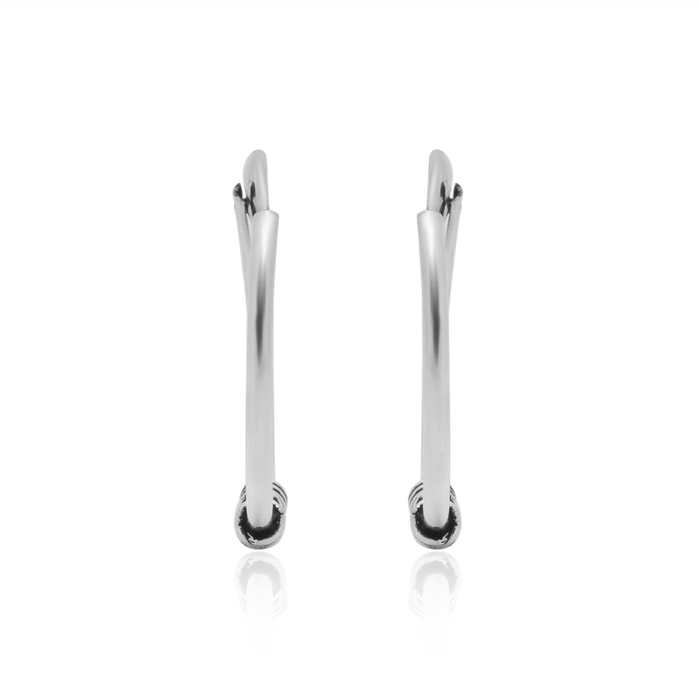 Pure 92.5 Sterling Silver Oxidised Hoops Earrings
